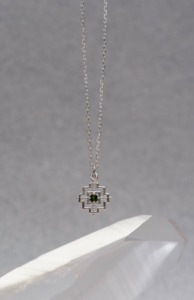 Necklaces: Zoe & Morgan Sterling Silver with Chrome Diopside Centered Necklace