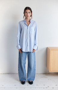 Mahsa Pale Blue Stripe Jimmy Blouse