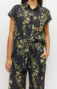 Juliette Hogan: Juliette Hogan Dark Garland Cotton Painted Petals Eleanor Shirt