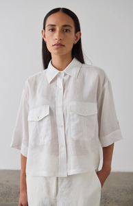 Laing: Laing White Cropped Tab Shirt