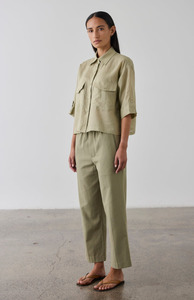 Laing: Laing Washed Olive Cropped Wide Leg Pant
