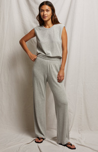 Perfect White Tee Heather Grey Katie Loop Terry Straight leg Pants