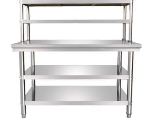 Stainless steel workbench 800mm Deep bench 3 tier + Overbench 2 shelves, Multipl&hellip;