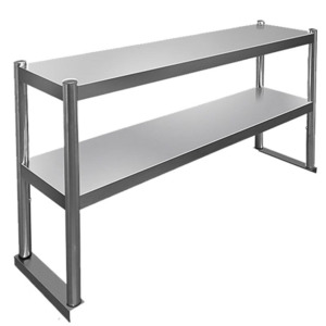 Shelving Units: Stainless steel overbench double shelving  2 tiers, Multiple sizes available