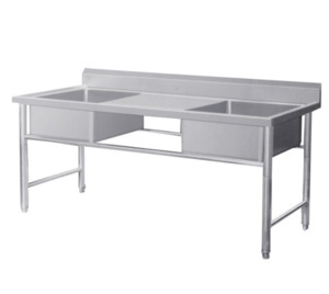 Stainless Steel Commercial Kitchen Worktop Left & Right sink Bench & Splashback &hellip;
