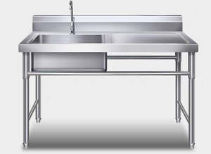 Stainless Steel Freestanding Left or Right Sink with bench + splash back 1200*600*900mm