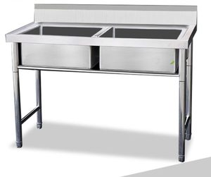 Stainless Steel Freestanding Double Sink 1200mm L *600mm D *900mm H