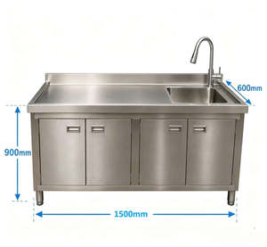 Stainless Steel Workbench Cabinet with sink 1500mm L x600mm Dx900mm H