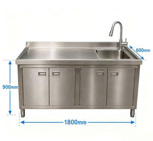 Stainless Steel Workbench Cabinet with sink 1800mm L x600mm Dx900mm H