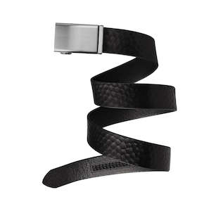 Mission Belts: Mission Belt Steel Buckle / 40mm Black Caddy Embossed Full Grain Leather Belt