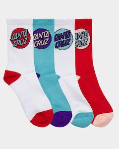 Santa Cruz: Santa Cruz Other Dot Girls Crew Socks 4 Pack