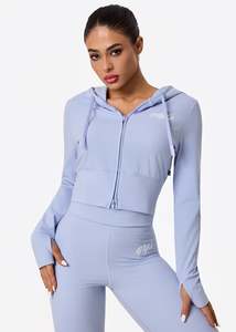 Fleece: Ethika Womens Bolt Royal Fitted Crop Zip Hoodie
