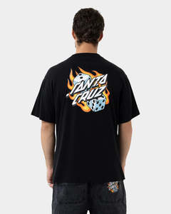 Mens Tees: Santa Cruz Flaming Dice Dot Flash Tee