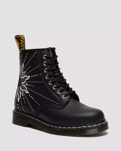 New: Dr. Martens 1460 Solar Flare 8 Eye Boot - Black Genix Nappa