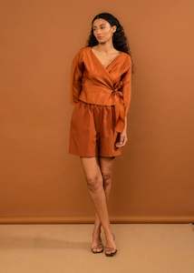 Rosa Wrap Top-Cinnamon