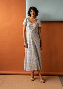 Margot Dress-Blue Poppies