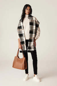 Cable Melbourne: Merino Check Scarf-Camel Check