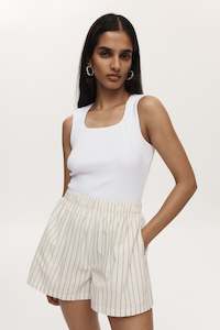 Alisa Short-Ivory Stripe