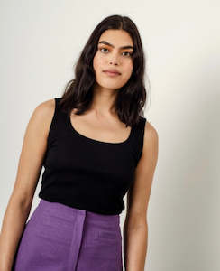 Nina Singlet-Black 100% Merino