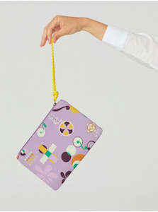 Printed Nylon Wristlet-Light Mauve