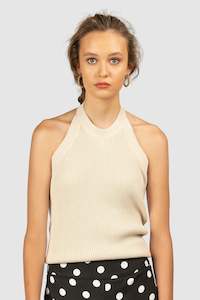 El Sol Halter Knit in Bone