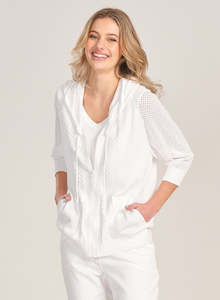 3/4 Sleeve Mesh Zip Hoodie