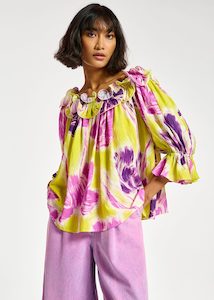 Dinge Ruffle Top-Limoncello