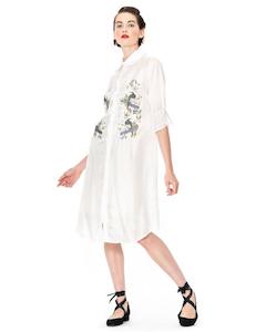 Megan Salmon: Birds Embroidered Ally Dress