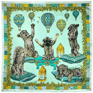 Ilona Tambor: The Cats Empire Silk Scarf-Green