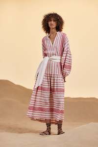 Isabella Dress-Red/Off White