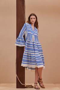 Devotion Twins: Ella Dress-Blue/Off White