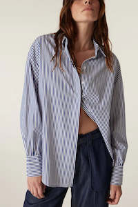 Boyfriend Shirt-Navy Stripe