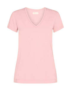 Arden Organic V SS T Shirt-Silver Pink