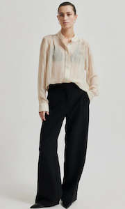 Pants: Fique Straight Trousers-Black