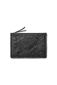 Lizi Embossed Leather Clutch-Black