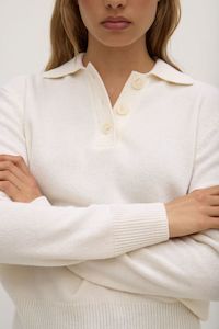Annabelle Wool Cashmere Knit Polo-Cream