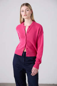 Boxy Cashmere Cardigan-Elsa Pink