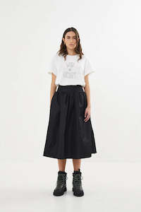 Skirts: Silke Nylon Full Skirt-Black