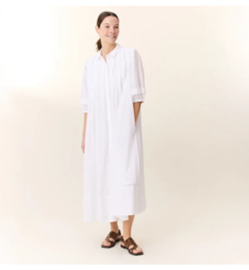 Roca Pleated Dress-White