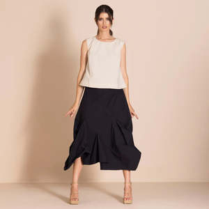 Skirts: Pima Origami Skirt-Black