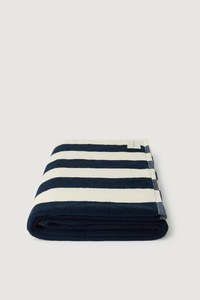 Signature Stripe Beach Towel-True Navy/Cream