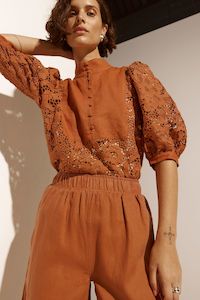 ZOE KRATZMANN PRESENCE TOP-TOFFEE LACE