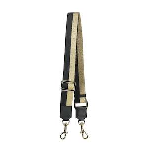 Saben: SABEN FEATURE STRAP WEBBING-GOLD+BLACK STRIPE