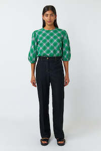 Sylvester 1: SYLVESTER PLAID TOP-GREEN