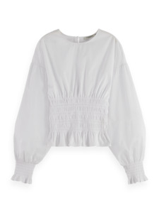 Maison: MAISON SMOCKED TOP-WHITE