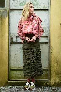 Skirts: COOP SUGAR RUCHE SKIRT-KHAKI