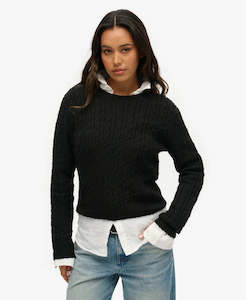 SUPERDRY FITTED CABLE CREW NECK JUMPER