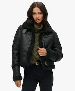 SUPERDRY FAUX SHEARLING CROP JACKET