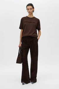 CAMILLA & MARC TIA LOGO FLOCKING TEE-BITTER CHOCOLATE