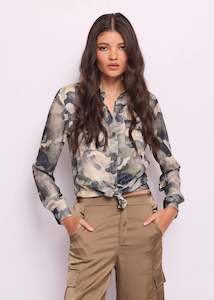 DENNY ROSE PRINTED GEORGETTE SHIRT